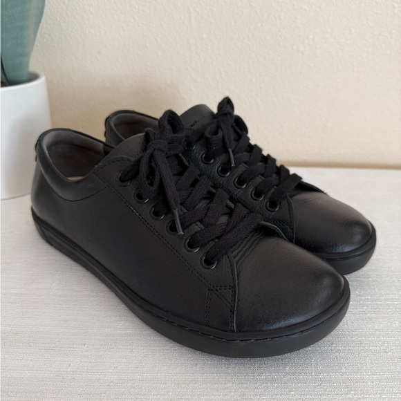 Birkenstock Black Leather Casual Orthotic Sneakers - Picture 2 of 14